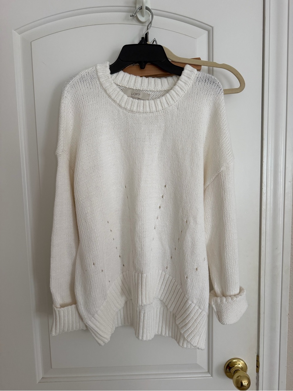 NWT loft white sweater cut out crew neck medium
